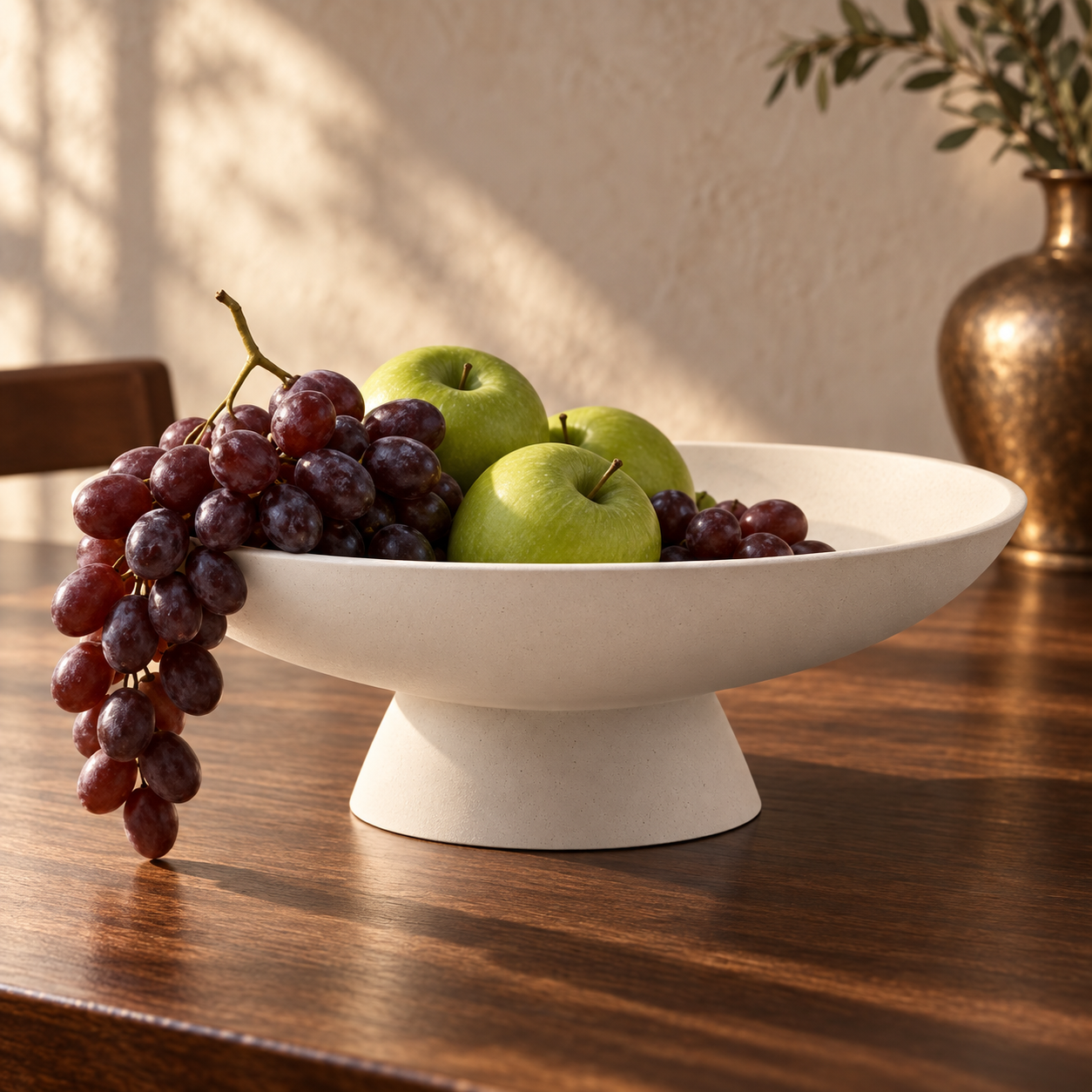 Cream Pedestal concrete fruit bowl
